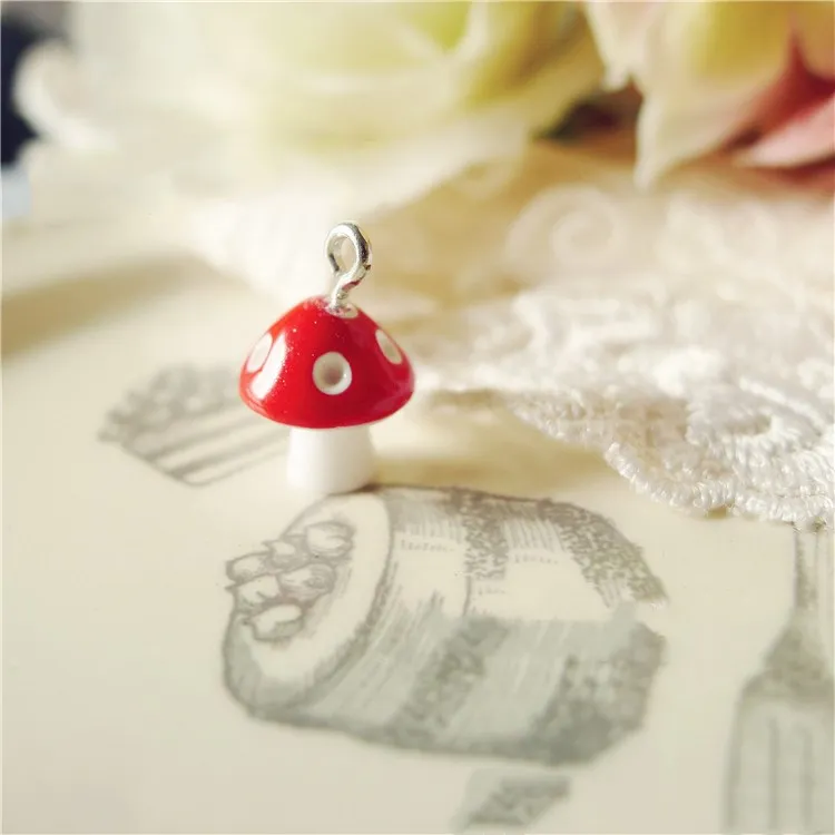 Wholesale Color 3D Mushroom Resin Charms DIY Craft fit for Bracelet Jewelry Finding handmade 10*15mm