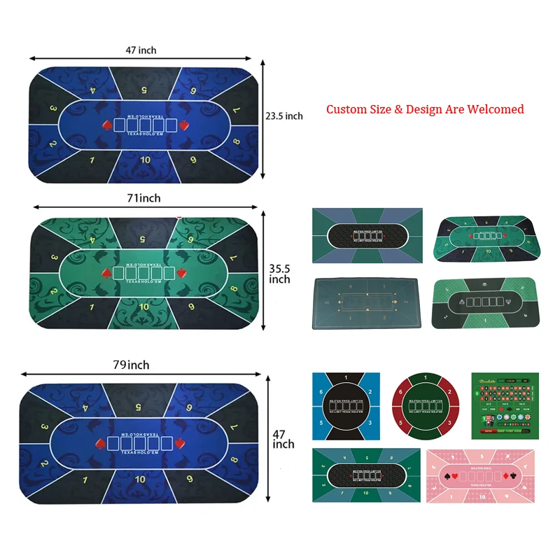 Anti-slip 120*240 Printing Neoprene Folding Custom Rubber 5mm Thick Poker Table Mat 240x120 Cm