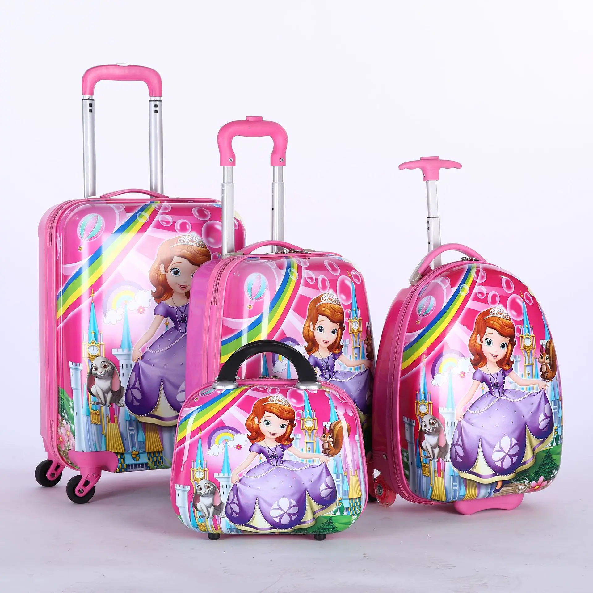 Fancy travel boarding makeup case hard school trolley luggage bag set