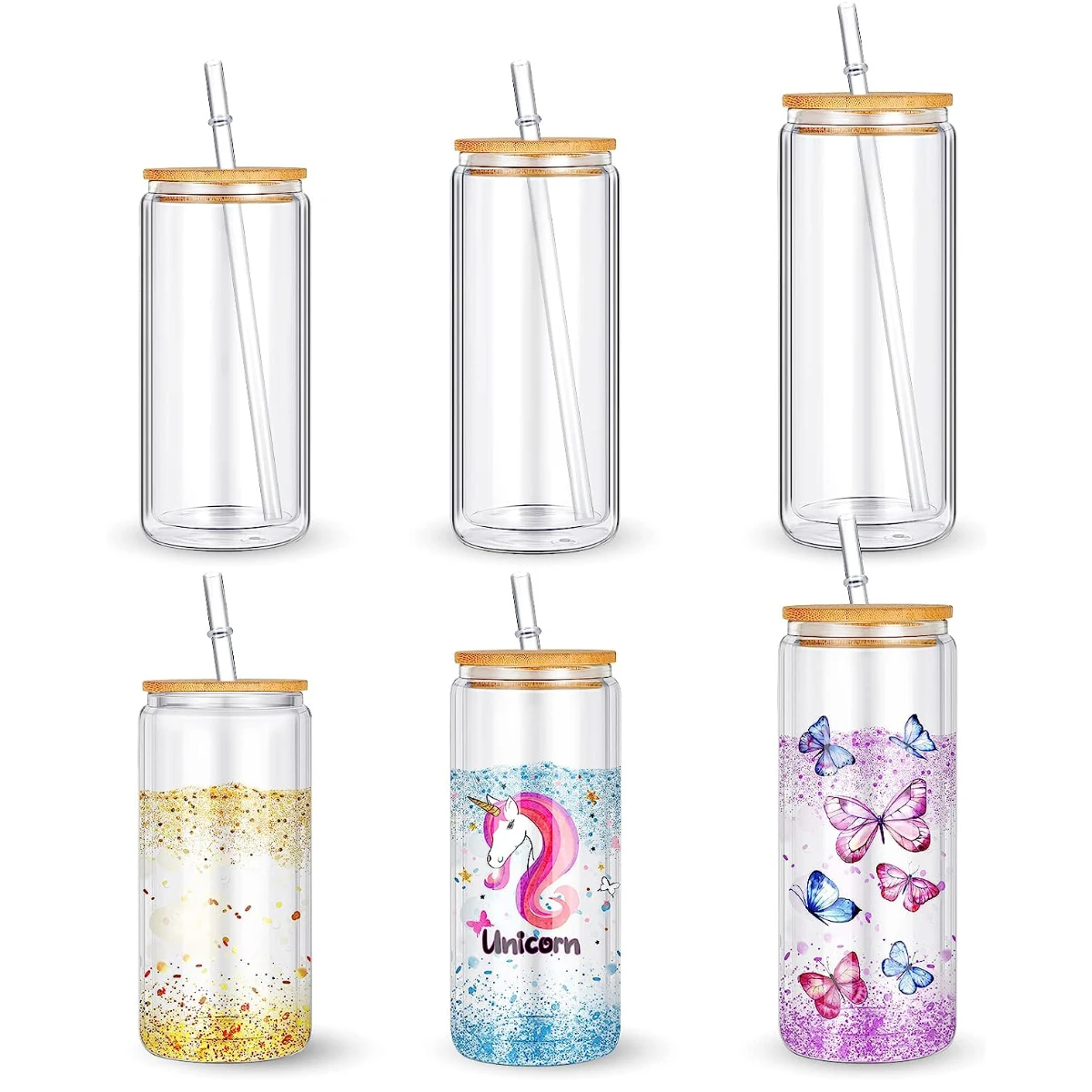 USA warehouse 16oz snow globe cup glass can 12oz 20oz Double Walled Sublimation christmas snow globe tumbler with pre-drilled