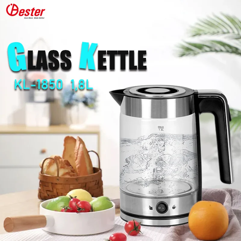 Glass Cordless Electric Jug Kettle 1.8L Tea Pot Temperature Body Glass Kettles