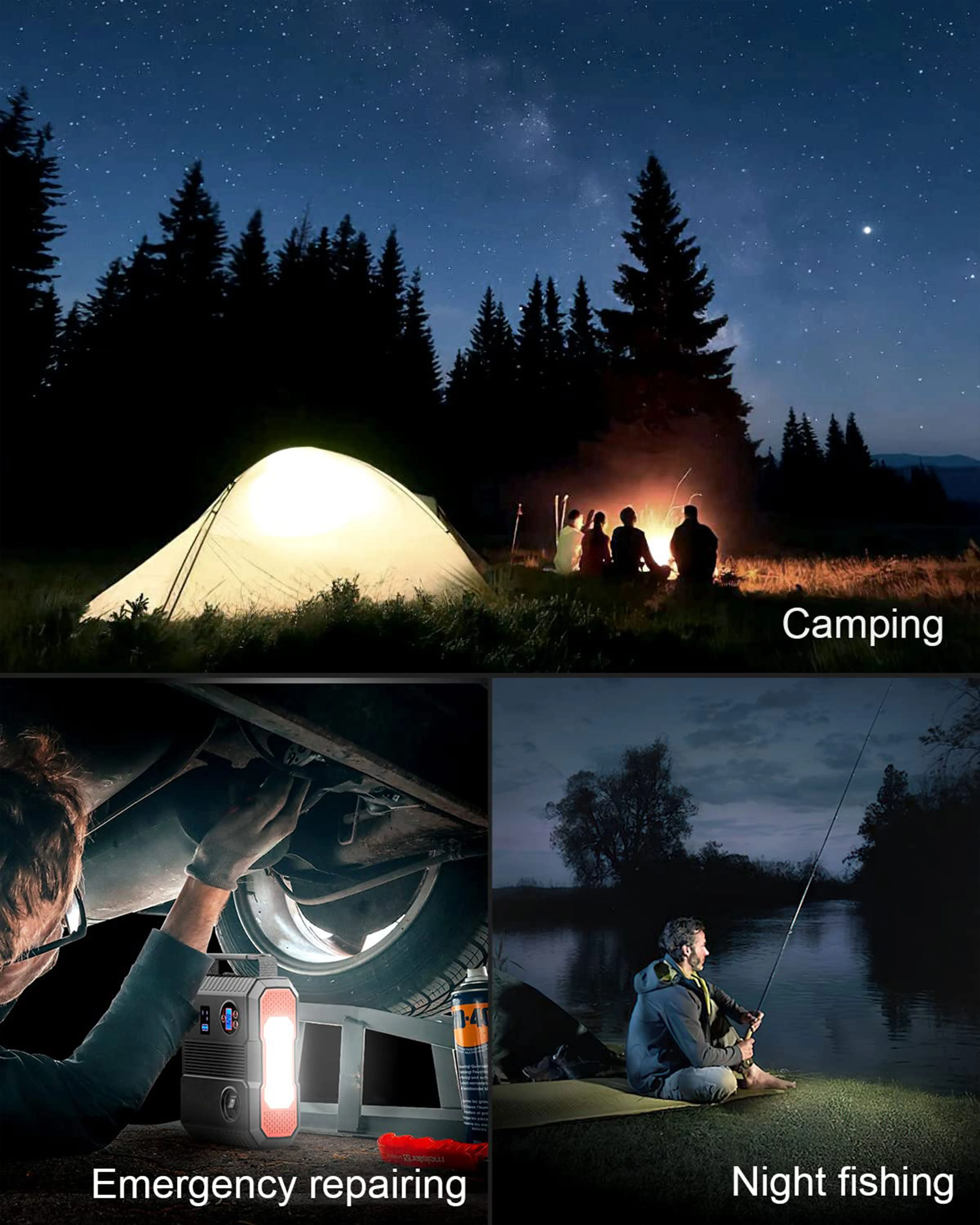 Oem 2023 Multi-Function Powerbank Car Jump Starter Power Bank Air Compressor 24000Mah Car Jump Starter Inflatable Tyre