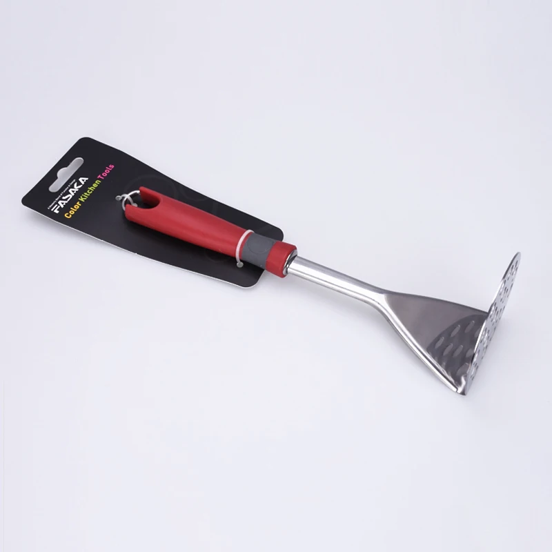 High Quality Stainless Steel Potato Presser with Customized Red Plastci Handle Kitchen Utensils Potato Presser