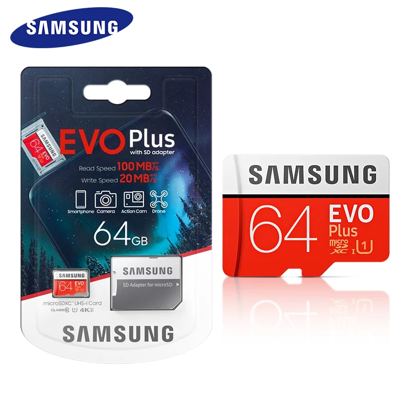  Оригинальная SAMSUNG micro EVO Plus TF-карта SD-карта 32 ГБ 64 128 оптовая продажа Samsung 256 512