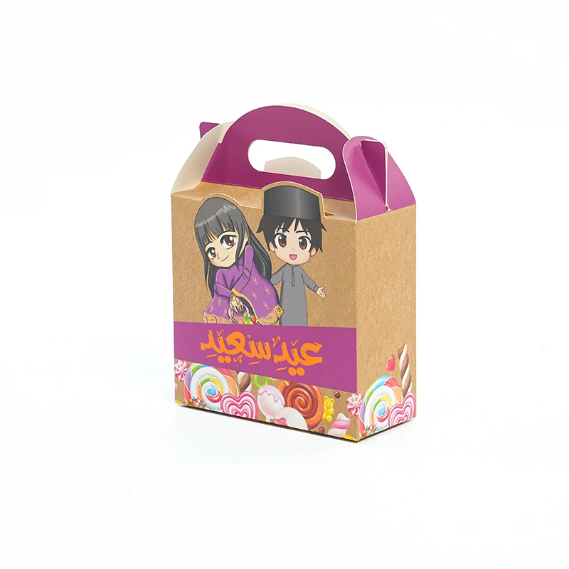 The latest kraft paper boys and girls color printing holiday party candy gift portable environmental protection boxZY-NP-044