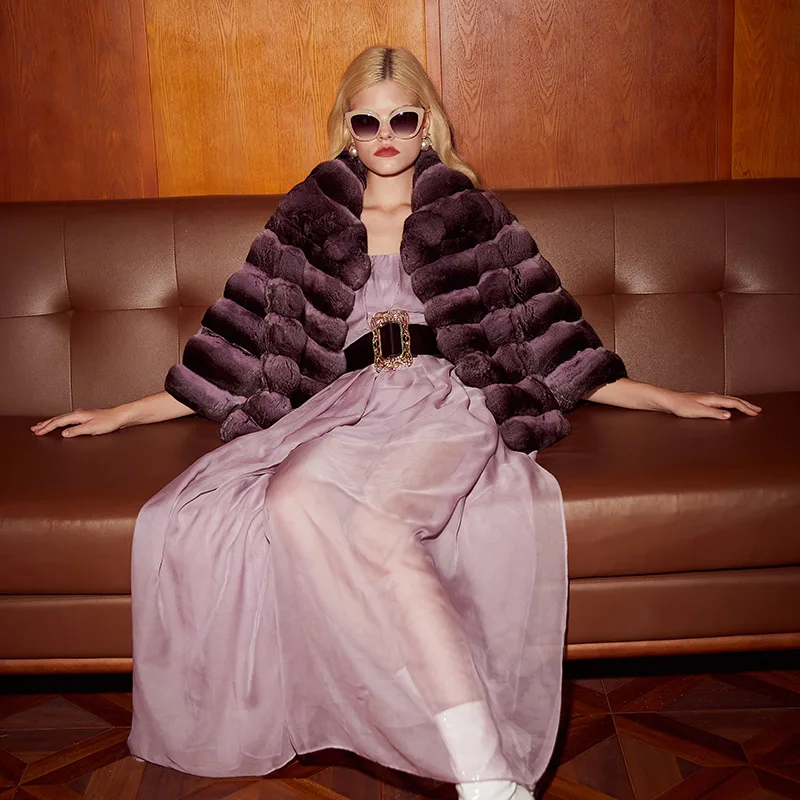 2023 winter real chinchilla fur jacket dye color luxury chinchilla fur coat factory wholesale price personal customized coat