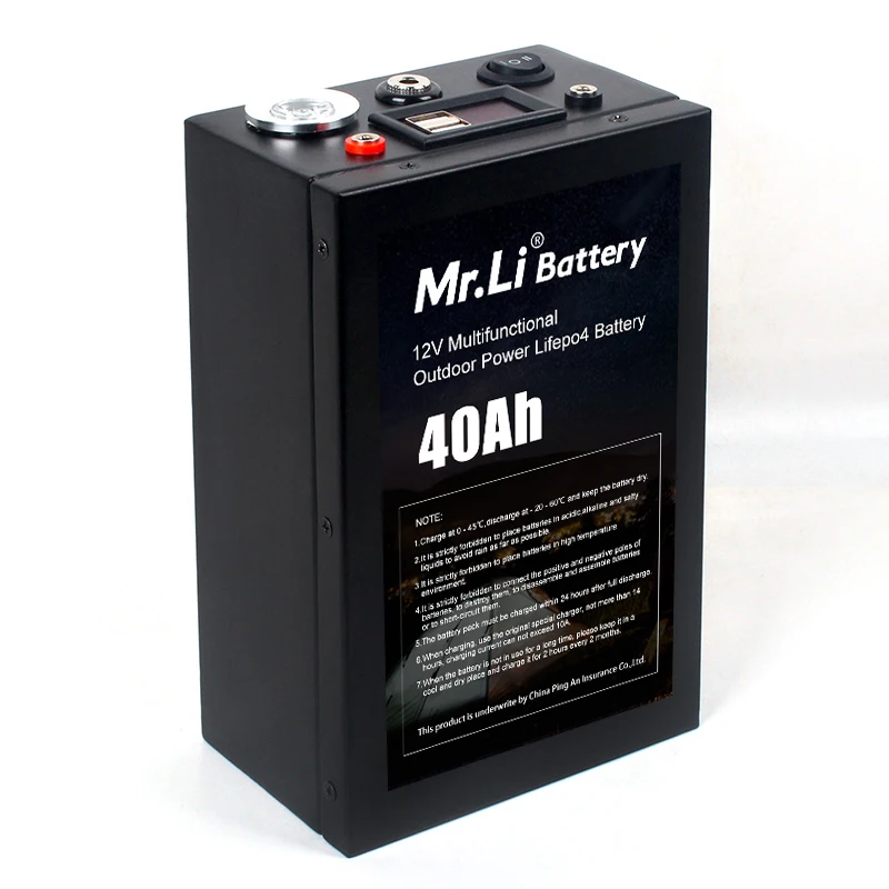 12V 40Ah rechargeable batteries 18650 storage battery portable power bank 12volts lithium ion battery pack