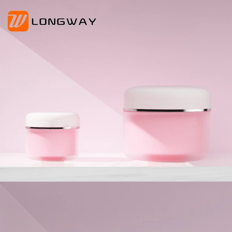 Wholesale Cosmetic Packaging Container Plastic Skin Care Cream Lip Scrub Jars 100ml Pink PP 30g 50g 100g Plastic Jars with Lids