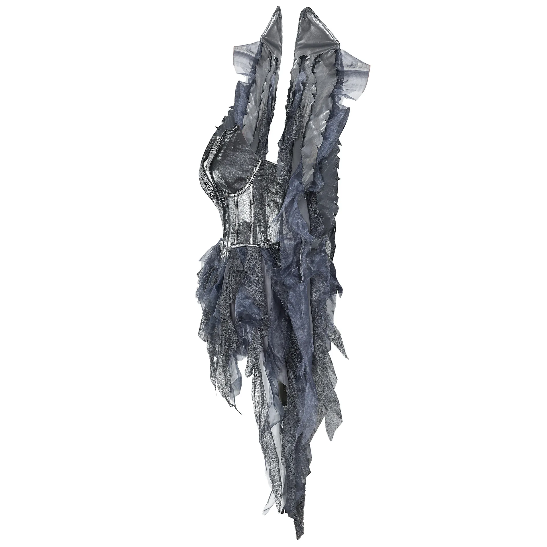 Adult Dark fallen Angel Costume Halloween cosplay fancy Vampire Dress Black Angel Evil Wing Suit