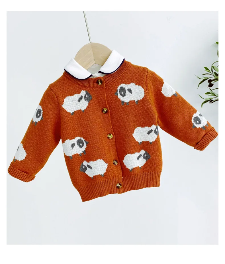 
2020 new spring and autumn baby knitted animal pattern cardigan sweater coat baby clothing set 