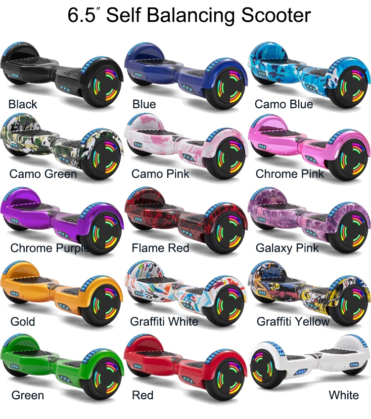 Hot sale 6.5 inch hoverboard with bluetooth music speaker LED light balancing electric scooter 2 wheel US EU drop shipping