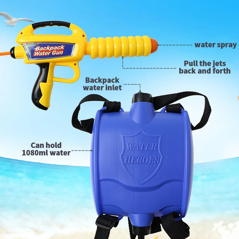 2022 Happy Summer Outdoor Water Gun Blaster with 2.5L High Capacity Backpack Tank Suitable for Boys and Girls 3 Years and Above