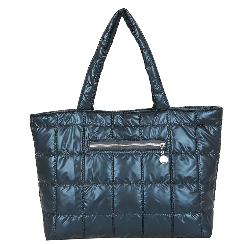 Water Repellent Oversized Winter Comfortable Quilted Market Shopping Tote Puffy Shoulder Bag