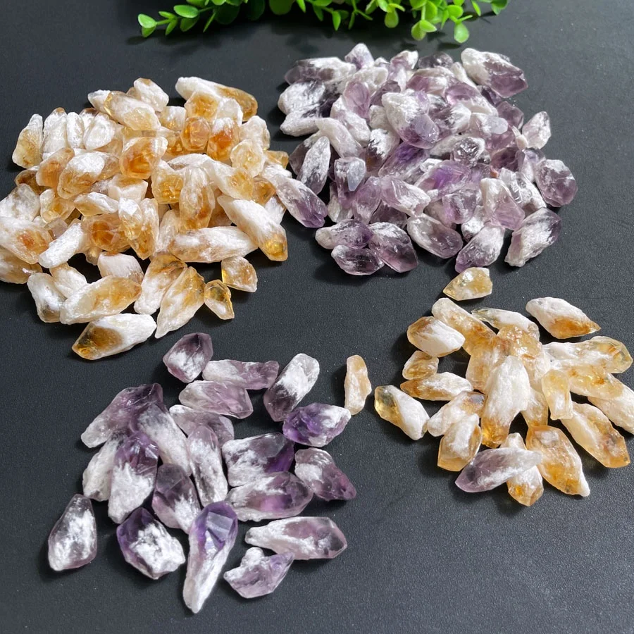 Оптовая продажа небольшие размеры натуральный цитрин необработанные кристаллические точки Оригинальные Аметистовые лечебные камни