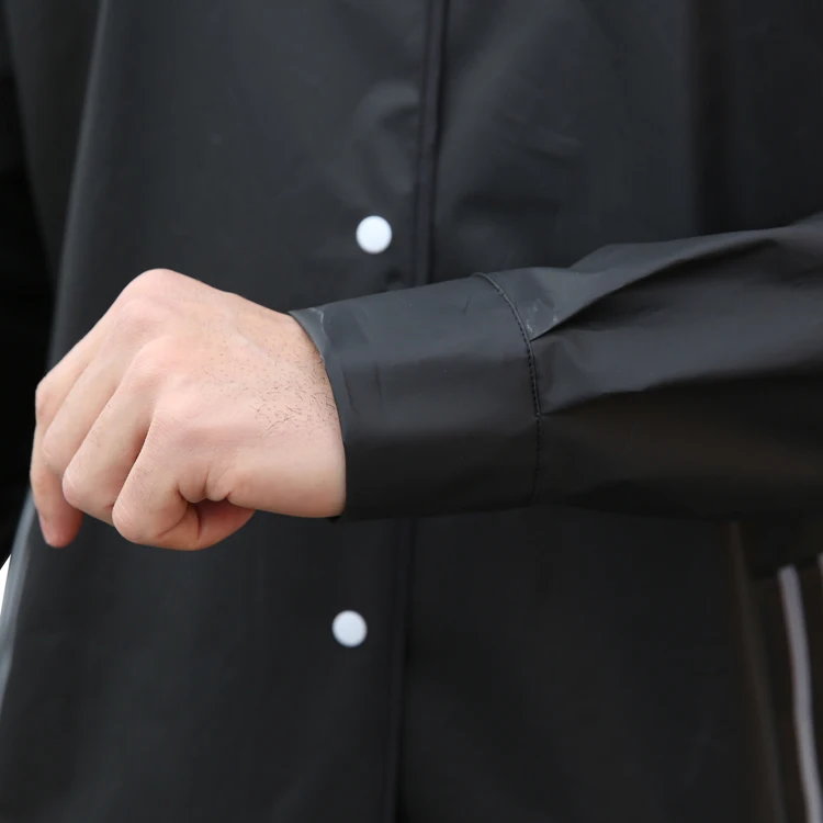 wholesale Fashionable New Design EVA 0.16mm black reusable plastic raincoat for adult