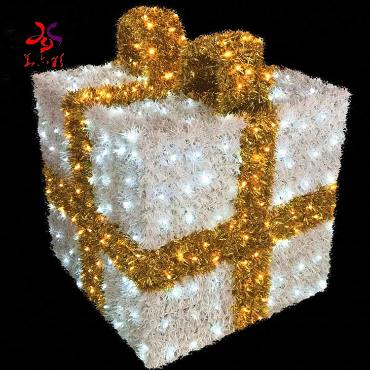 20 Years Manufacturer high quality outdoor decor 3D motif gift box lights