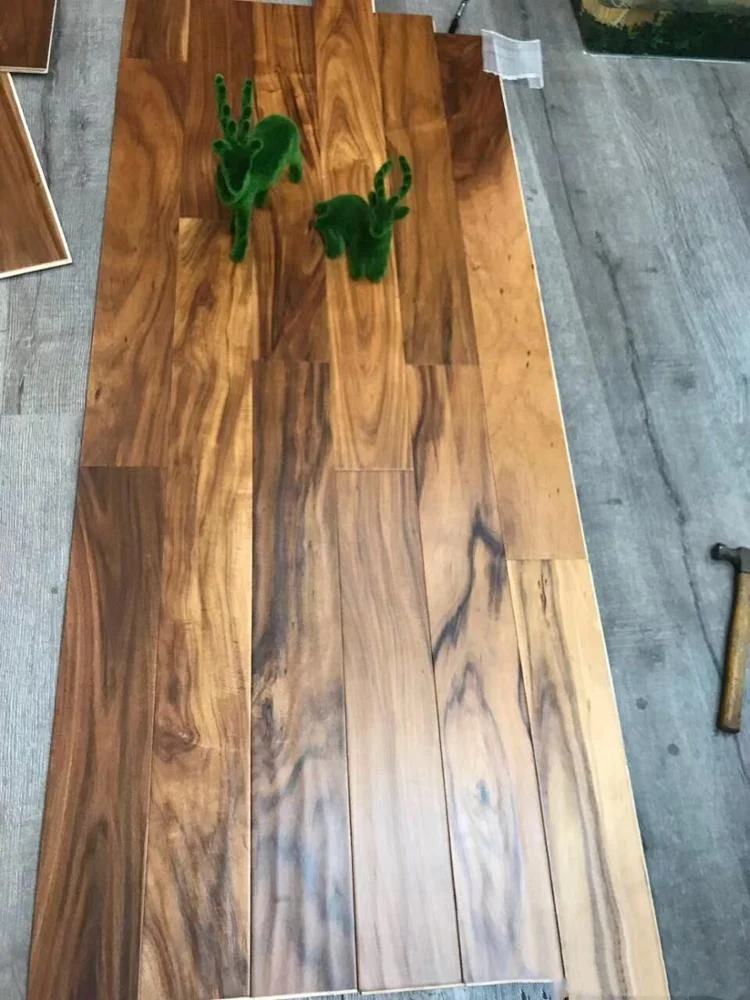 short leaf hand scraped golden color acacia engineered hardwood flooring