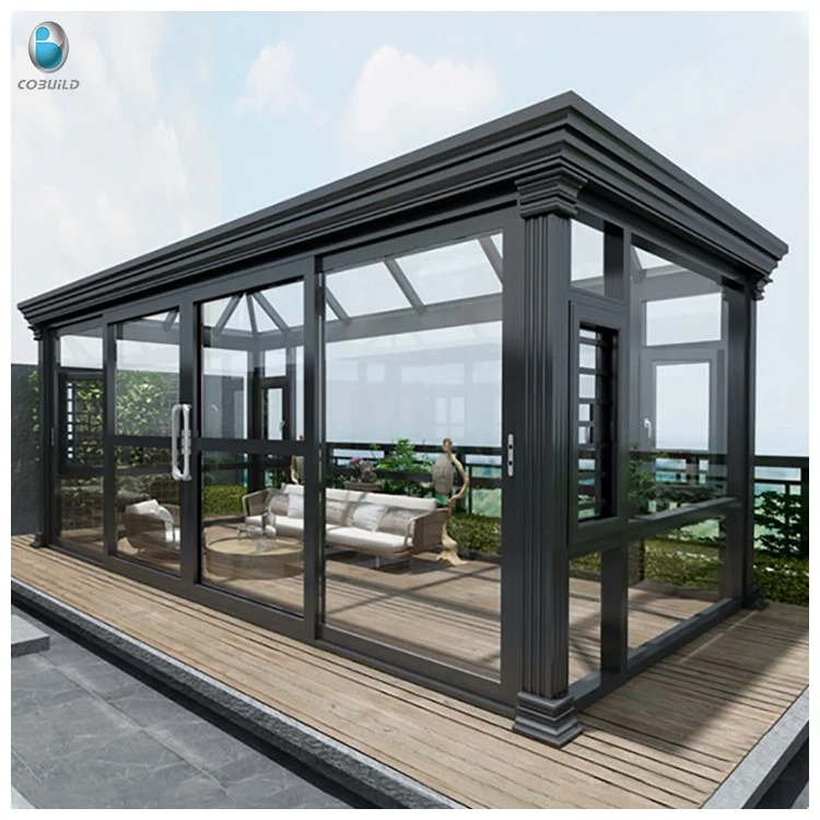 Glassroom Solarium Modern Design Free Standing Sunroom Tempered Glass Aluminum Garden 4 Season Sunroom