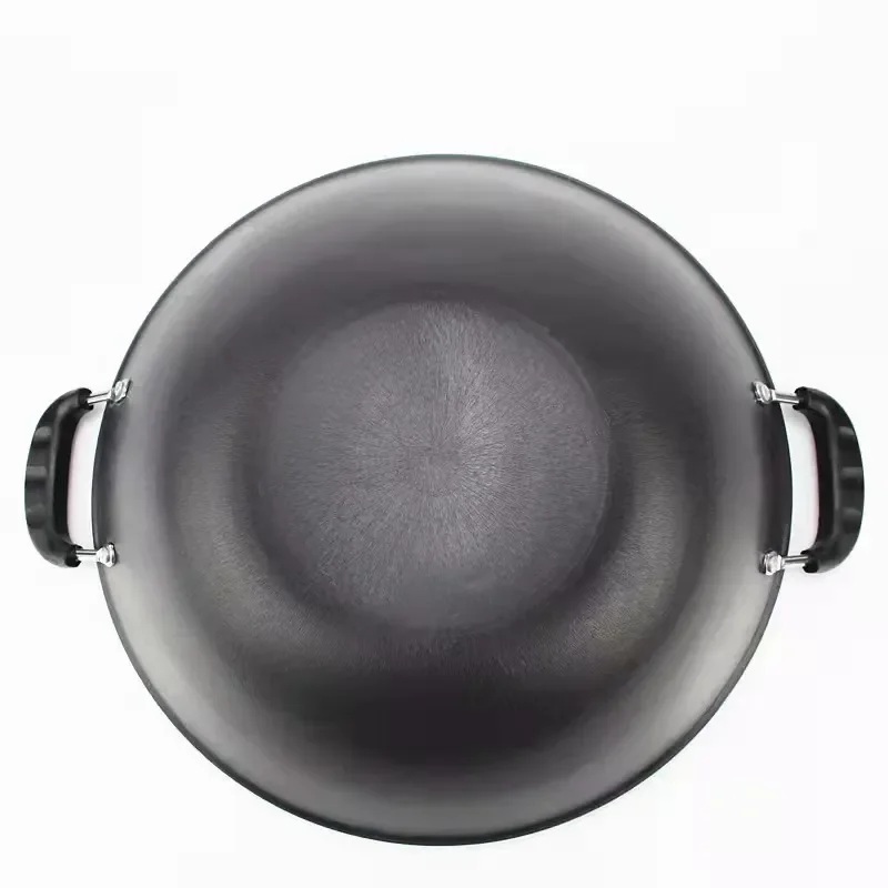 Chinese Big Wok Pan Two Handle Cast Iron Deep Fry Kadai Pan
