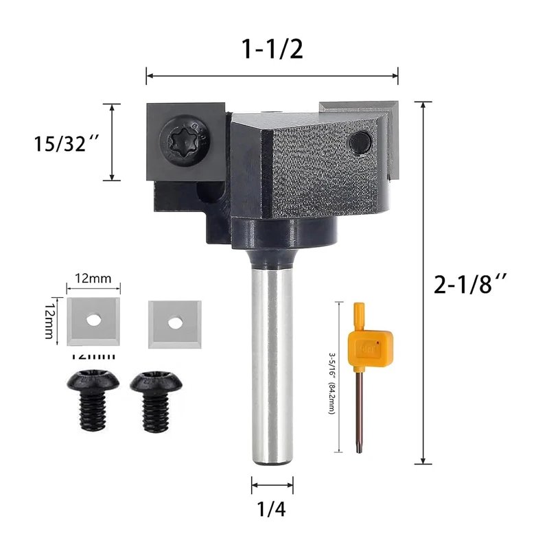 AH-RB-TI-2406  Carbide Spoilboard Router bit for end mill woodworking  1 1/2 inch (38.1 mm ) cutting  diameter 2 blades