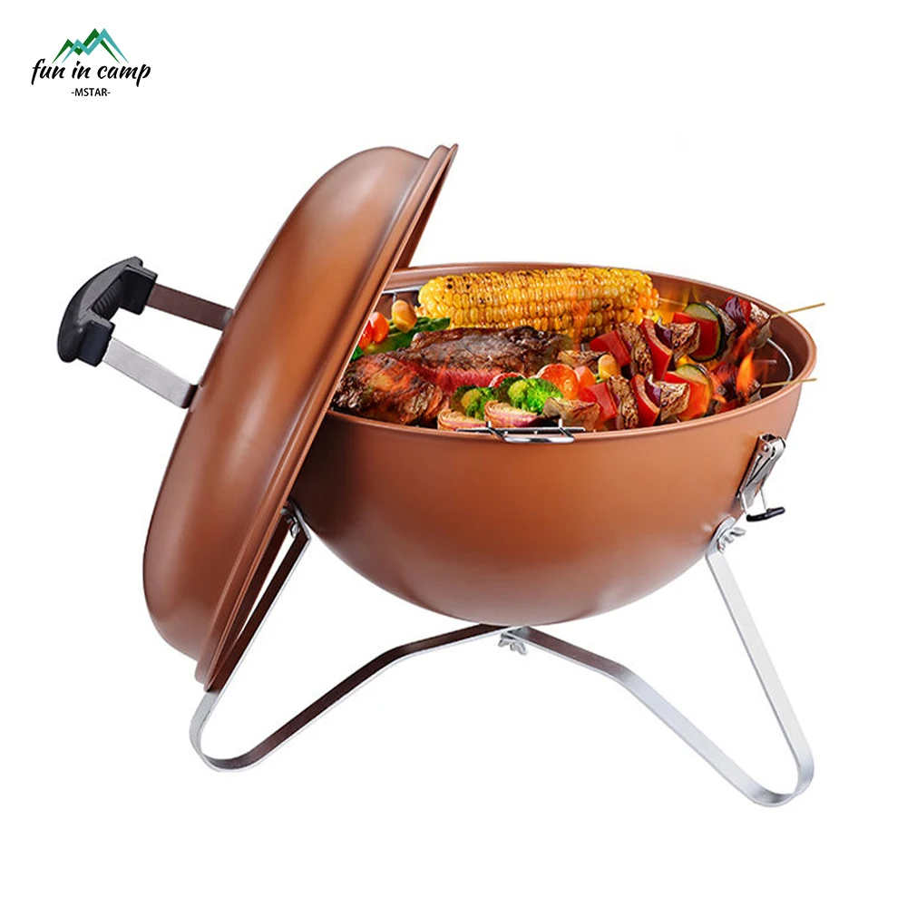 Garden Picnic Round Basketball Soccer Bbq Stove Small Charcoal Barbecue Grill Portable Mini Fold Bbq Grills Outdoor