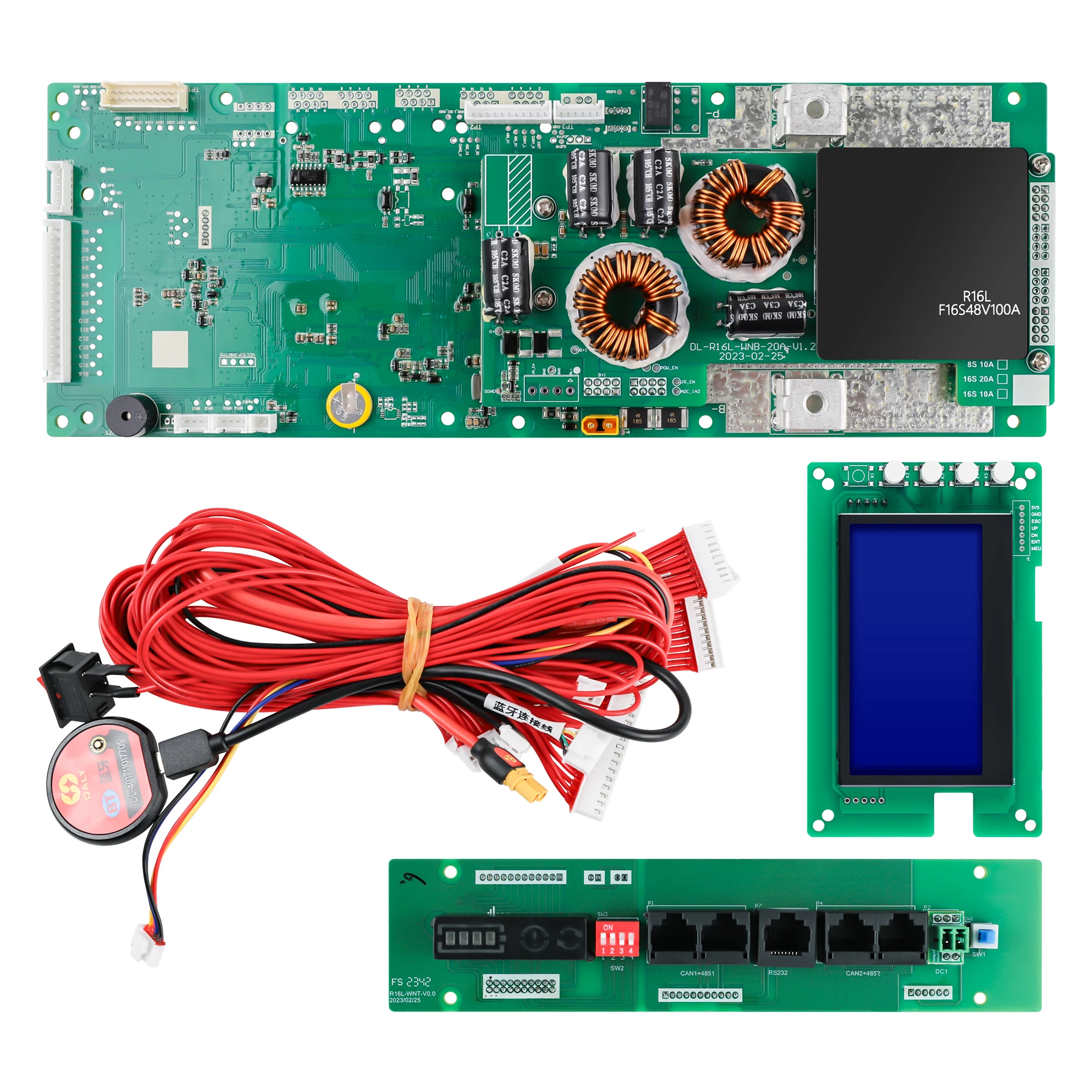 16S 100A Daly BMS with screen for 51.2V 100Ah 200Ah Battery