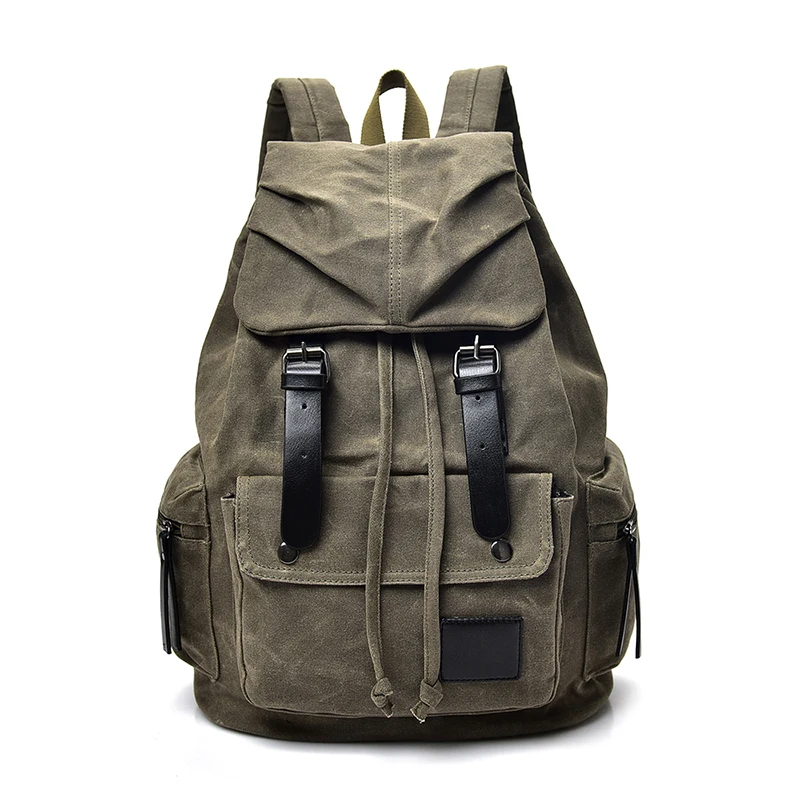 2020 fashion newest outdoor school rucksack waxed canvas waterproof hiking traveling backpack bag
