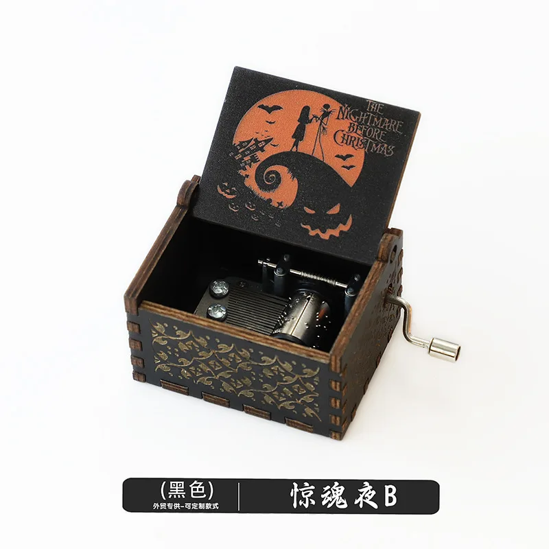 2024 New Arrival Mini Engraved Wooden Hand Crank Music Box Interesting Kid Toys Christmas Gifts Music Box