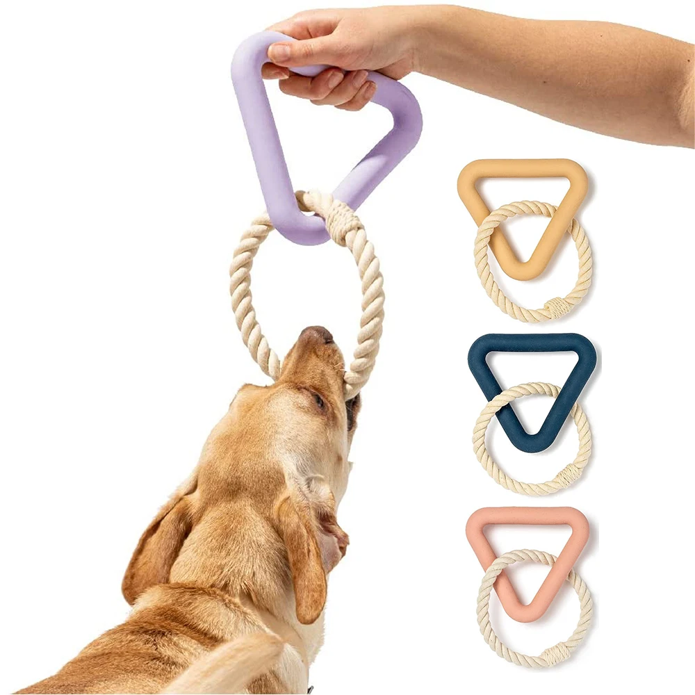 Triangle Tug Pet Dog Toy bite resistant TPR Material Durable Pet Dog Interactive Chew Rope Toy for Medium and Large Breeds