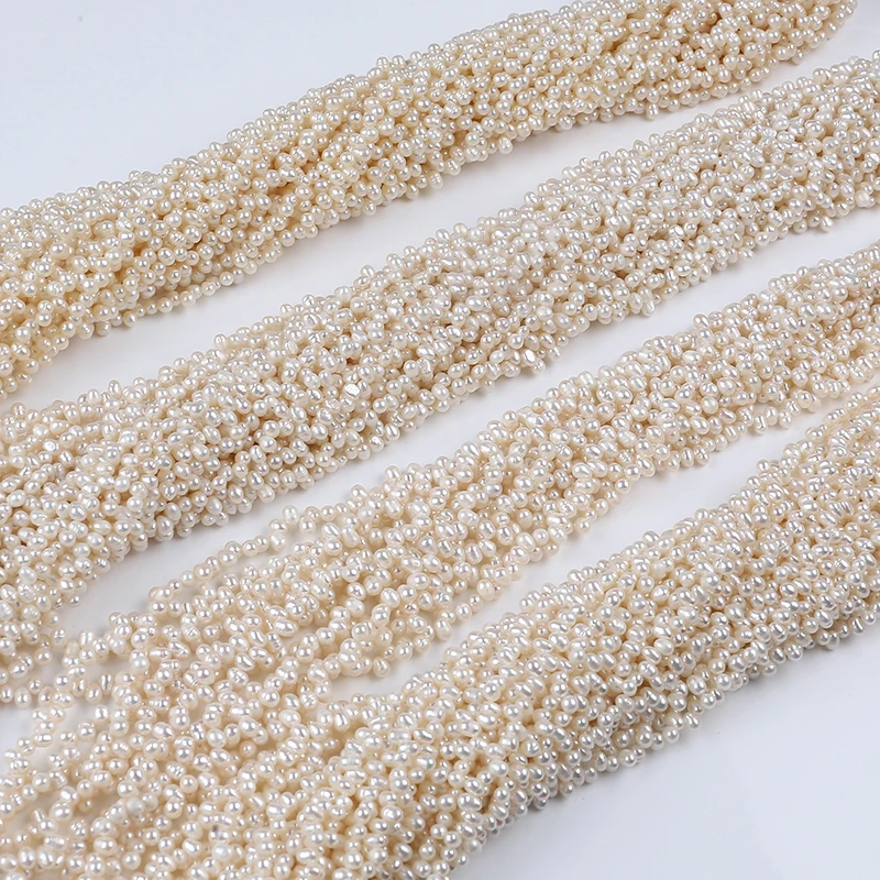 Top Drill Hole 3.5-4mm A AA AAA AAAA natural white loose beads real freshwater rice pearl strand for jewelry making