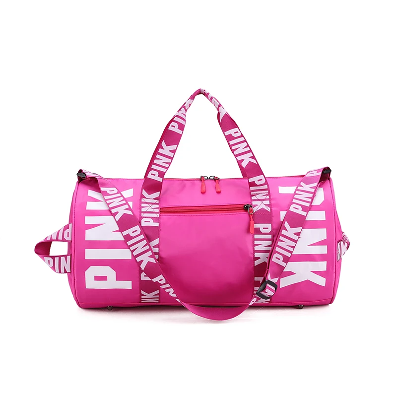 
High quality fashion women sport duffel bag portable short travel pink overnight bag large capacity travel oem gym bag 