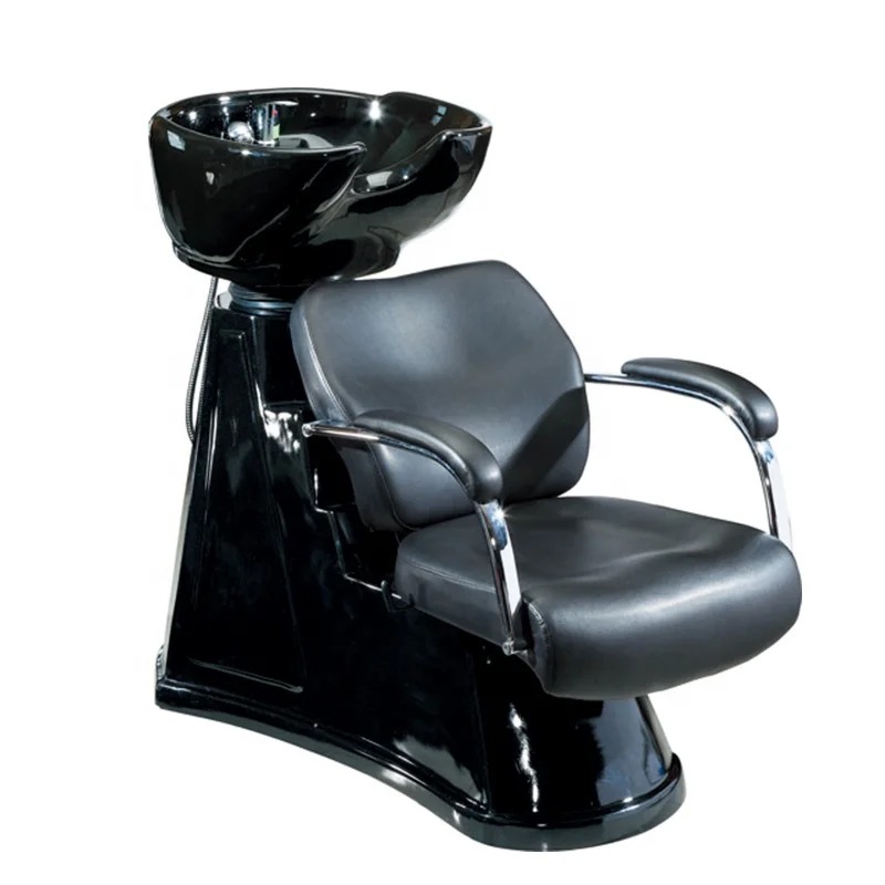 Shampoo Chair Hair Salon Furniture Soft Leather Modern Style Color  Material Suitable Shampoo Chair With Basin