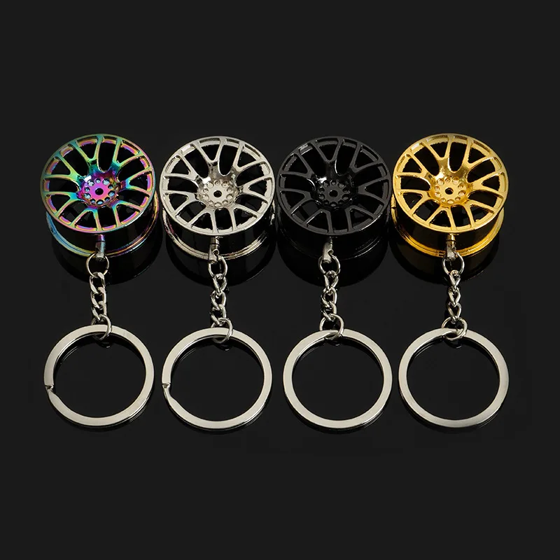 Auto Keychain Wholesale Car Wheel Hub Shape Custom Metal Zinc Alloy Customized Football Keychain Promotional Gifts Die Casting