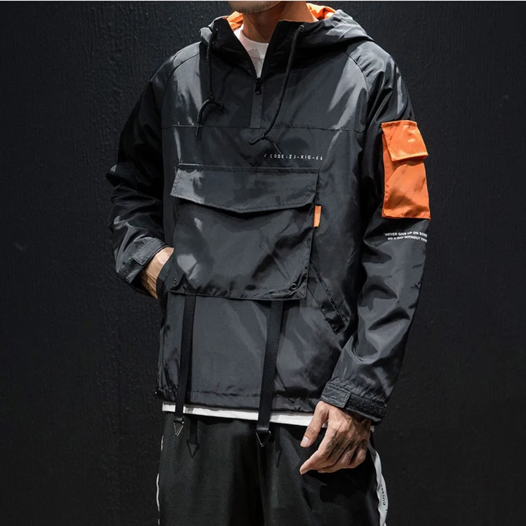 
Mens Pullover Hooded Waterproof Lightweight Windbreaker Jackets. 