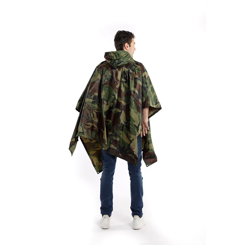 Adult Outdoor Hiking Cycling One-piece Raincoat poncho Polyester Raincoat Cloak with PVC PU Coating