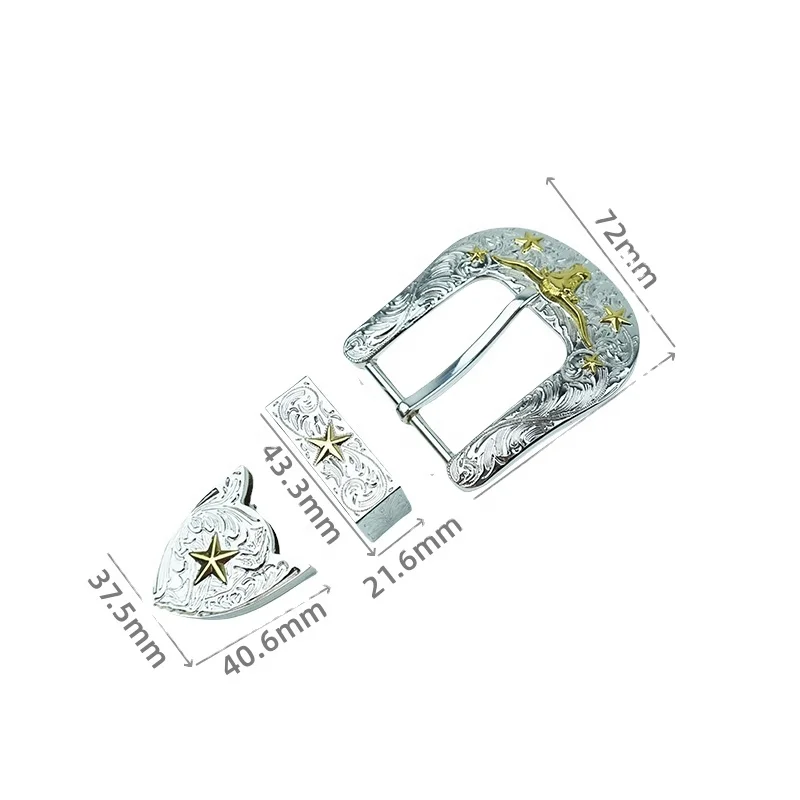 High Quality Luxury 3-Piece 40mm Western Style Belt Buckle for Men Gold Silver Zinc Alloy Factory Direct Sales Customized Logo