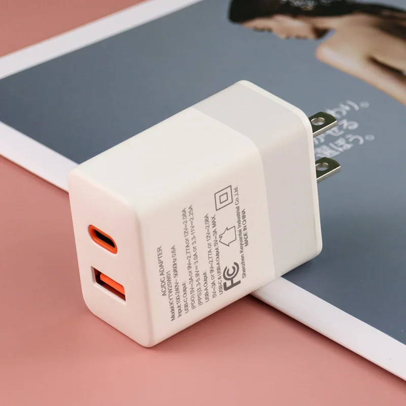 KC CE 110V 220V Mobile Phone USB C Fast Charger 25W PD Power Delivery PPS QC3.0 2 Port Quick Wall Charger EU US AU Korea Plug