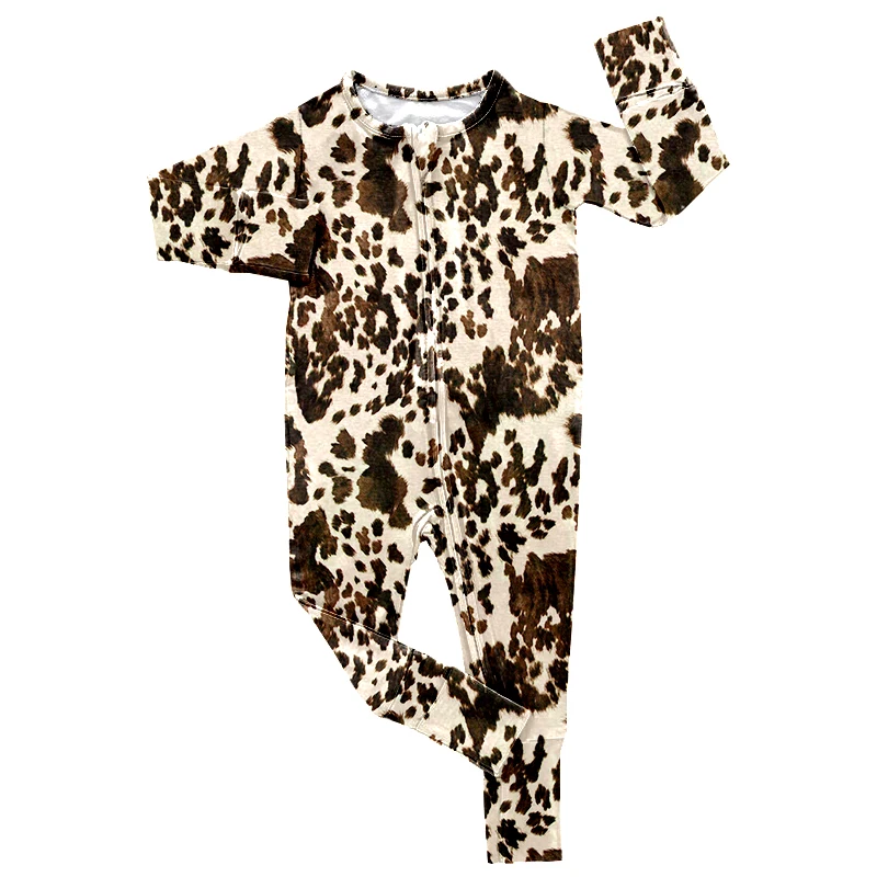 Trending Long Sleeve Romper Bamboo Fabric Custom Print Baby Fold Over Sleeper Wear Boy Girl One Piece Pajamas