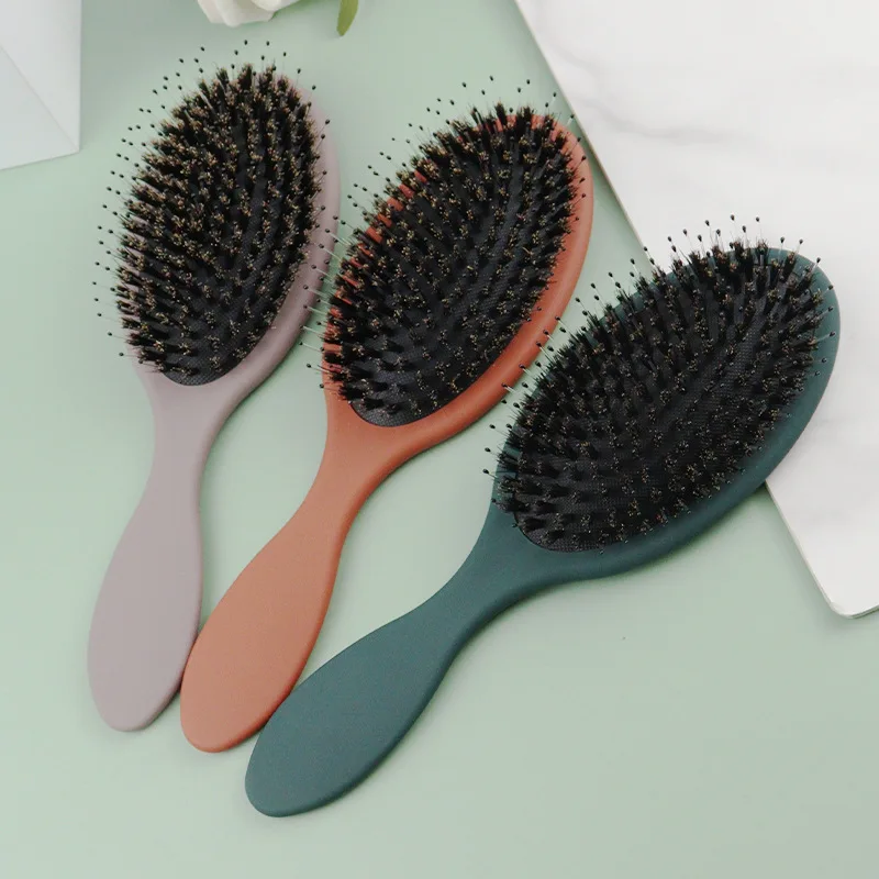 LUMA Plastic Handle Hard Bristle Hair Comb Custom Logo Oval Paddle Hair Extension Brush