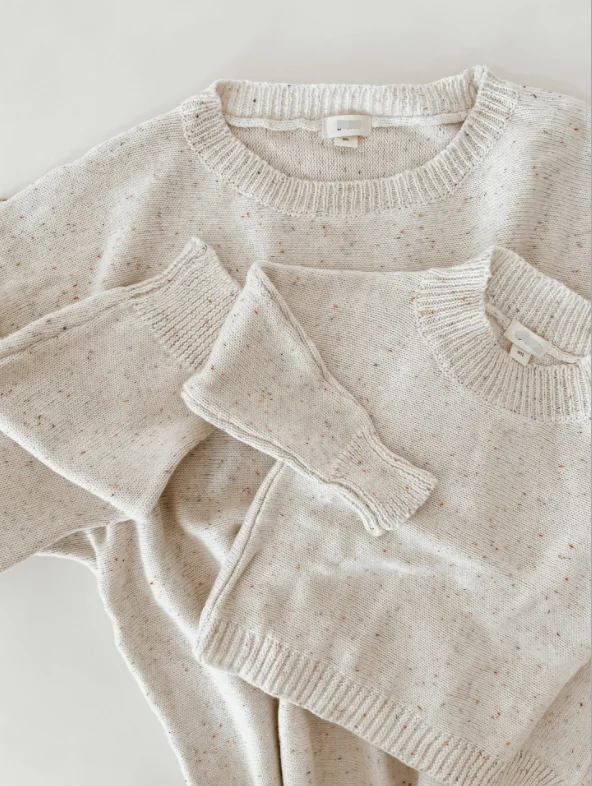 Hot Selling Color Dot Cotton Knitted Clothing Long Sleeve Baby Knit Pants Parent-Child Women Sweater Two-Piece Set