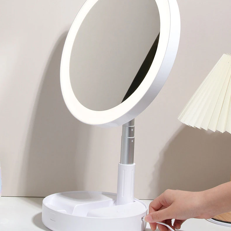 Portable Led Mini Selfie Ring Light Foldable USB Round Ring Light Mirror For Video Live Streaming Makeup