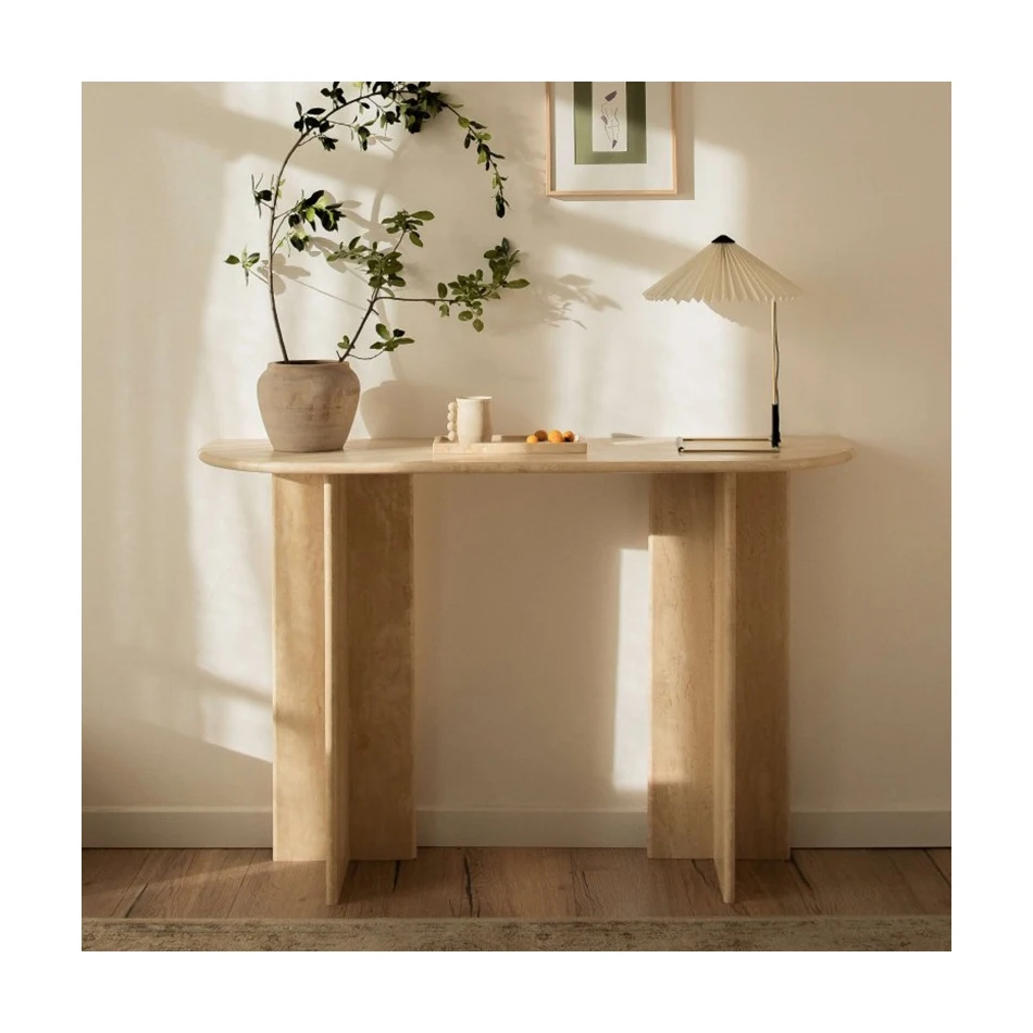 Натуральный мраморный камень матовый турецкий бежевый травертин журнальный столик роскошный консольный стол