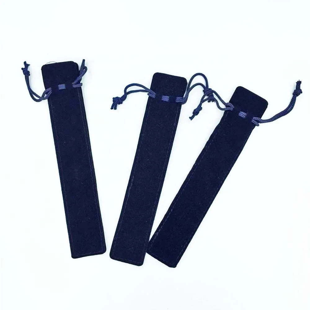 WHOLESALE GIFT bag logo and color customize black suede velvet drawstring pouch bag for pen