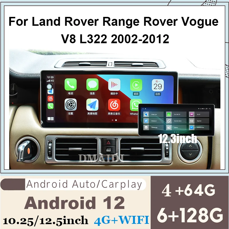 Android 12 For Land Rover Range L322 V8 2002-2012 6+128G Car Dvd Radio Multimedia Player GPS Navigation Carplay Auto WIFI 4G MP3