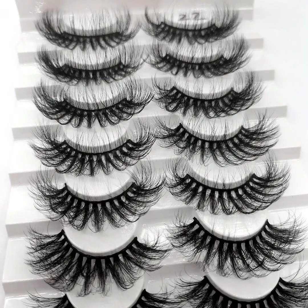 8 Pairs 5D  Faux Mink Eyelashes Dramatic Look False Eyelashes Pack Fluffy Extended  Long Reusable vegan mink eyelashes
