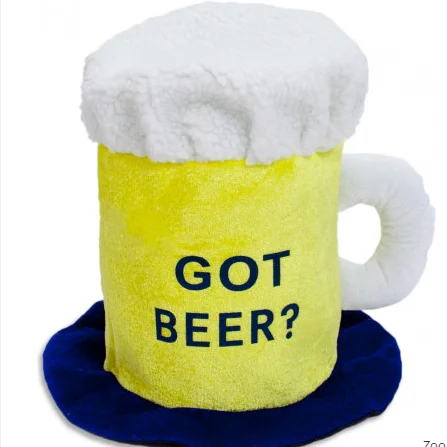 Wholesale blue Plush Beer Mug Hat Party Customized oktoberfest beer mug hat Bavarial party hat