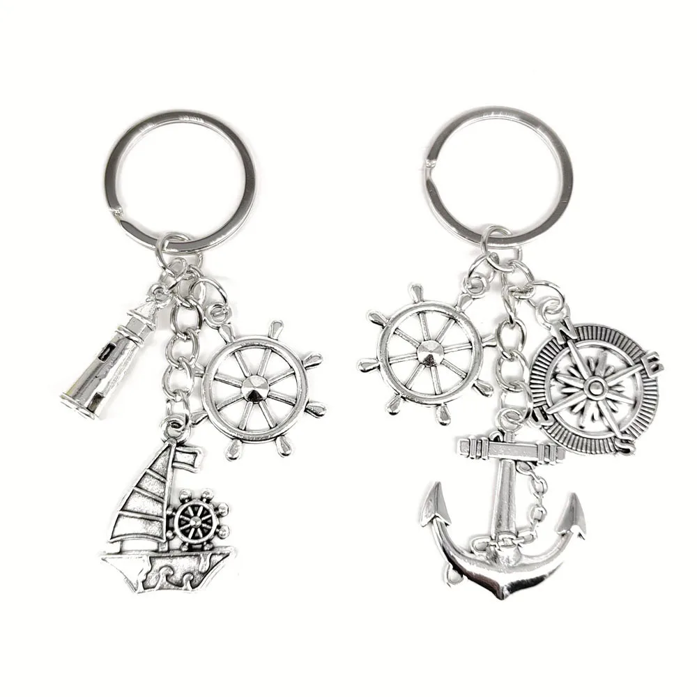 Hot Sale Cool Earth Rocket Metal Keychain  anchor key chain  London Bus Keychain for Boys