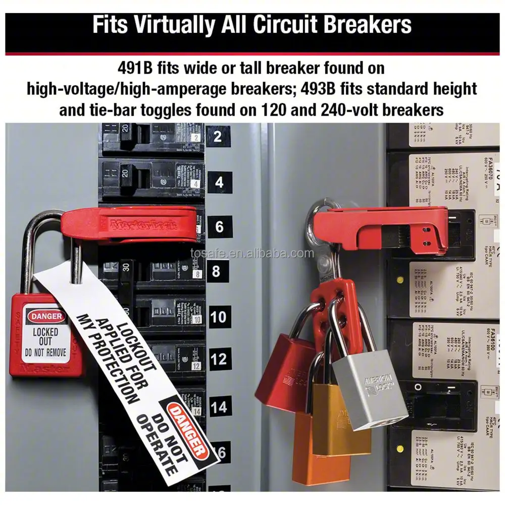 Single Pole Breaker Lockout Grip Tight Circuit Breaker Lockout Electrical Locking Device for 120v 240v MCB