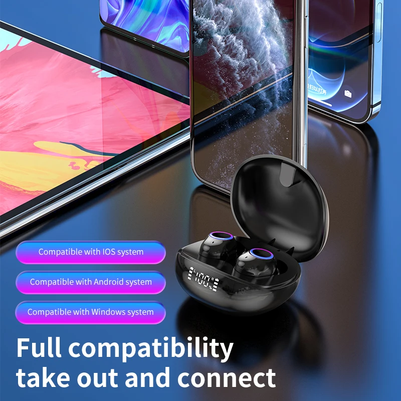 2022 latest F8 Tws BT5.2 True Wireless Headphones Headset Earbuds Digital Electric Waterproof Noise Reduction Wireless Earphone