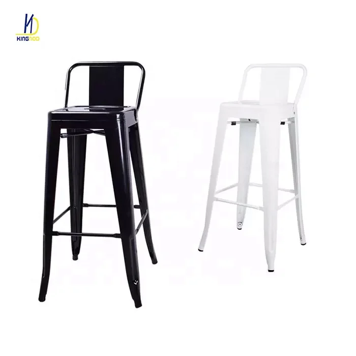 Morden Stackable Mental Bar Stool Vintage Industrial High Bar Stools Counter Bar Furniture With Back For Outdoor